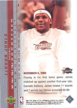 2003-04 Upper Deck LeBron James Phenomenal Beginning #4 LeBron James Back