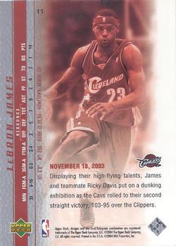 2003-04 Upper Deck LeBron James Phenomenal Beginning #11 LeBron James Back
