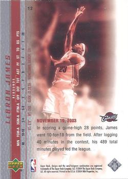 2003-04 Upper Deck LeBron James Phenomenal Beginning #12 LeBron James Back