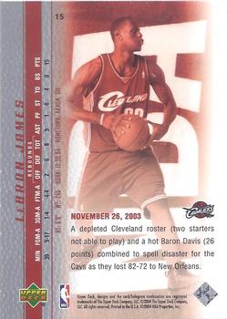 2003-04 Upper Deck LeBron James Phenomenal Beginning #15 LeBron James Back