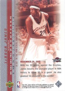 2003-04 Upper Deck LeBron James Phenomenal Beginning #17 LeBron James Back