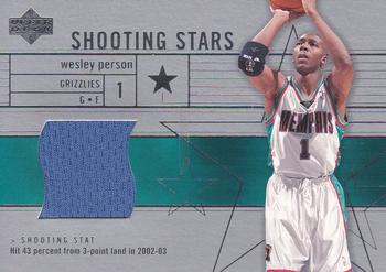 2003-04 Upper Deck - Shooting Stars Jerseys #SS-WP Wesley Person Front