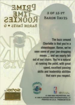1999-00 SkyBox Premium - Prime Time Rookies #3 PT Baron Davis Back