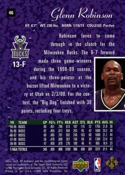 1999-00 SP Authentic #46 Glenn Robinson Back