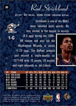 1999-00 SP Authentic #90 Rod Strickland Back