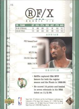 1999-00 SP Authentic #115 Adrian Griffin Back