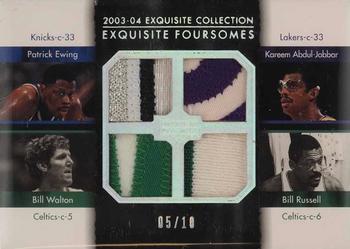 2003-04 Upper Deck Exquisite Collection - Foursomes #EAWR Patrick Ewing / Kareem Abdul-Jabbar / Bill Walton / Bill Russell Front