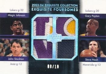 2003-04 Upper Deck Exquisite Collection - Foursomes #JPSN Magic Johnson / Gary Payton / John Stockton / Steve Nash Front