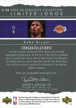 2003-04 Upper Deck Exquisite Collection - Limited Logos #LL-KB Kobe Bryant Back