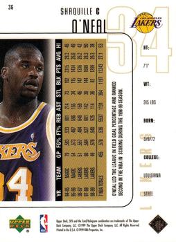 1999-00 SPx #36 Shaquille O'Neal Back