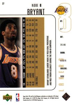 1999-00 SPx #37 Kobe Bryant Back