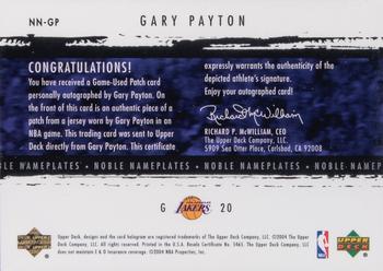 2003-04 Upper Deck Exquisite Collection - Noble Nameplates #NN-GP Gary Payton Back