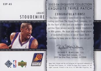 2003-04 Upper Deck Exquisite Collection - Patches Triple #E3P-AS Amare Stoudemire Back