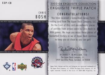 2003-04 Upper Deck Exquisite Collection - Patches Triple #E3P-CB Chris Bosh Back