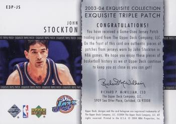 2003-04 Upper Deck Exquisite Collection - Patches Triple #E3P-JS John Stockton Back