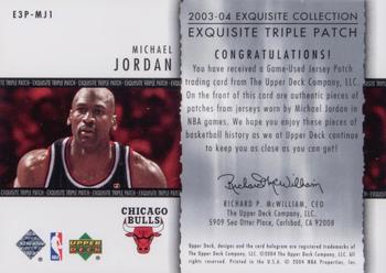 2003-04 Upper Deck Exquisite Collection - Patches Triple #E3P-MJ1 Michael Jordan Back