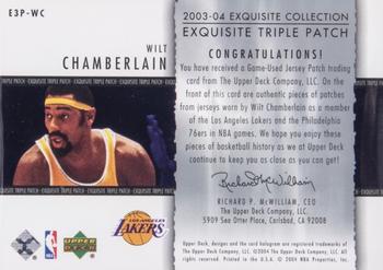 2003-04 Upper Deck Exquisite Collection - Patches Triple #E3P-WC Wilt Chamberlain Back