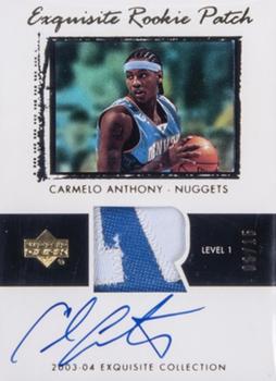 2003-04 Upper Deck Exquisite Collection - Rookie Patch Parallel #76 Carmelo Anthony Front