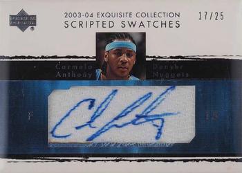 2003-04 Upper Deck Exquisite Collection - Scripted Swatches #SS-CA Carmelo Anthony Front