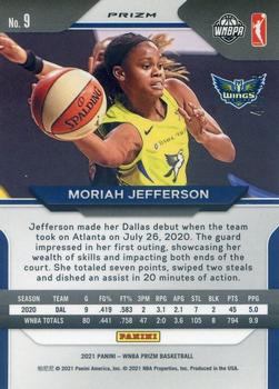 2021 Panini Prizm WNBA Premium #9 Moriah Jefferson Back