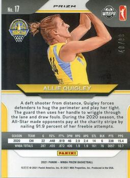2021 Panini Prizm WNBA Premium #17 Allie Quigley Back