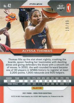 2021 Panini Prizm WNBA Premium #42 Alyssa Thomas Back