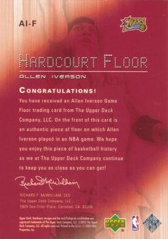 2003-04 Upper Deck Hardcourt - Hardcourt Floor #AI-F Allen Iverson Back