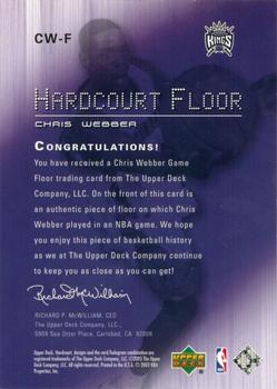 2003-04 Upper Deck Hardcourt - Hardcourt Floor #CW-F Chris Webber Back