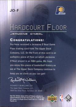 2003-04 Upper Deck Hardcourt - Hardcourt Floor #JO-F Jermaine O'Neal Back