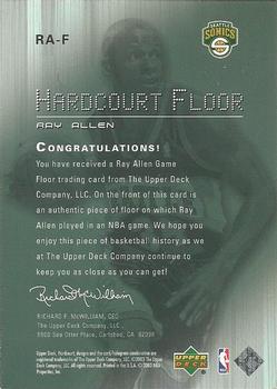 2003-04 Upper Deck Hardcourt - Hardcourt Floor #RA-F Ray Allen Back