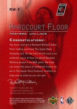2003-04 Upper Deck Hardcourt - Hardcourt Floor #RW-F Rasheed Wallace Back