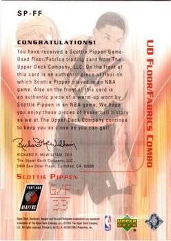 2003-04 Upper Deck Hardcourt - UD Floor/Fabrics Combos #SP-FF Scottie Pippen Back