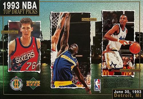 1994 Upper Deck Authenticated 1992 and 1993 NBA Top Draft Picks #NNO Christian Laettner / Shaquille O'Neal / Alonzo Mourning / Shawn Bradley / Chris Webber / Anfernee Hardaway Back
