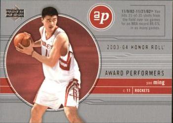 2003-04 Upper Deck Honor Roll - Award Performers #AP3 Yao Ming Front