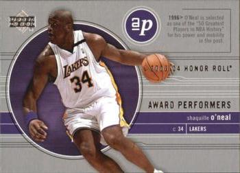 2003-04 Upper Deck Honor Roll - Award Performers #AP10 Shaquille O'Neal Front