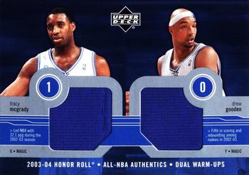 2003-04 Upper Deck Honor Roll - All-NBA Authentics Dual Warm Ups #TM/DG Tracy McGrady / Drew Gooden Front
