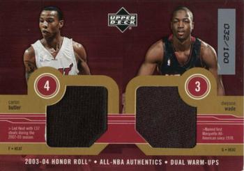 2003-04 Upper Deck Honor Roll - All-NBA Authentics Dual Warm Ups Gold #CB/DW Caron Butler / Dwyane Wade Front
