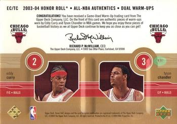 2003-04 Upper Deck Honor Roll - All-NBA Authentics Dual Warm Ups Gold #EC/TC Eddy Curry / Tyson Chandler Back
