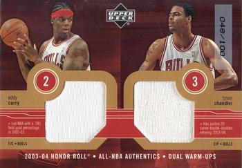 2003-04 Upper Deck Honor Roll - All-NBA Authentics Dual Warm Ups Gold #EC/TC Eddy Curry / Tyson Chandler Front