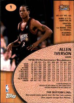 1999-00 Stadium Club #1 Allen Iverson Back
