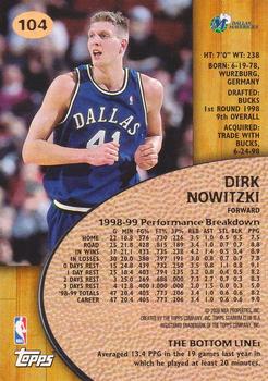 1999-00 Stadium Club #104 Dirk Nowitzki Back