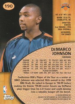 1999-00 Stadium Club #190 DeMarco Johnson Back