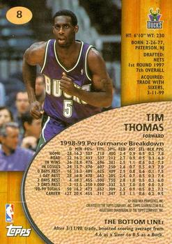1999-00 Stadium Club #8 Tim Thomas Back