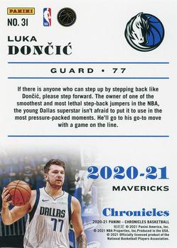 2020-21 Panini Chronicles #31 Luka Doncic Back