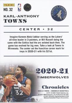 2020-21 Panini Chronicles #32 Karl-Anthony Towns Back