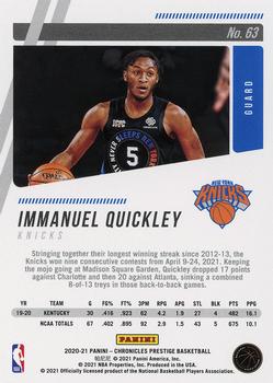2020-21 Panini Chronicles #63 Immanuel Quickley Back