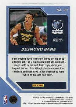 2020-21 Panini Chronicles #92 Desmond Bane Back