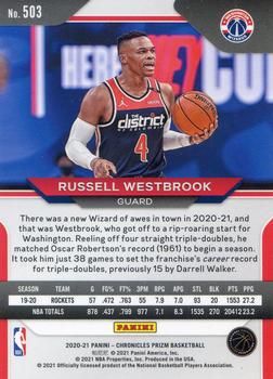 2020-21 Panini Chronicles #503 Russell Westbrook Back