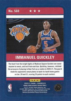 2020-21 Panini Chronicles #560 Immanuel Quickley Back