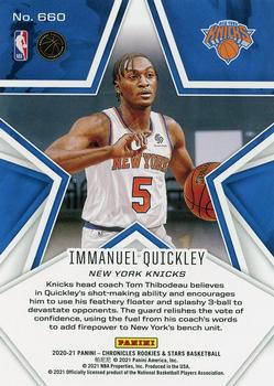 2020-21 Panini Chronicles #660 Immanuel Quickley Back